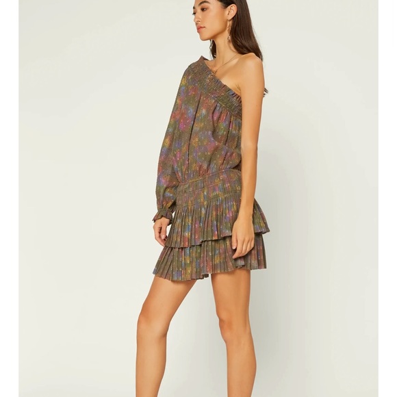 Anthropologie Current Air Metallic One Sleeve Dress Sz L - Picture 16 of 16